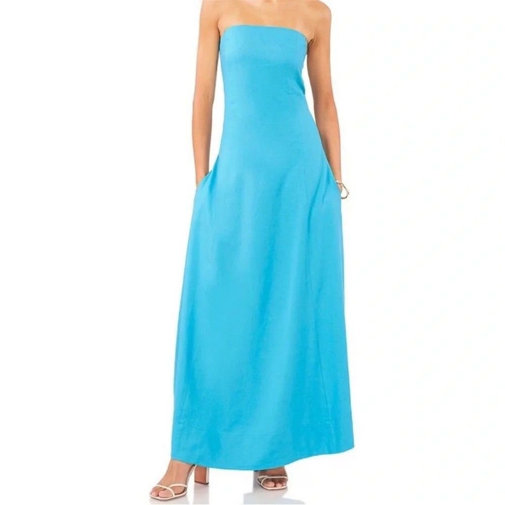 1. State Womens L Laguna Mist Blue Strapless Maxi Dress NWT CS62